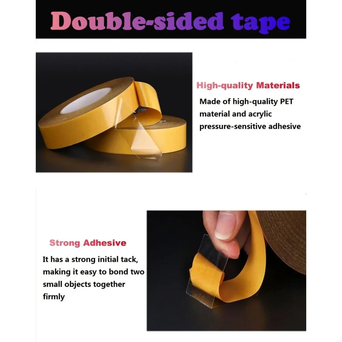 Ultra-thin double-sided tape 1 inch x 66 feet clear