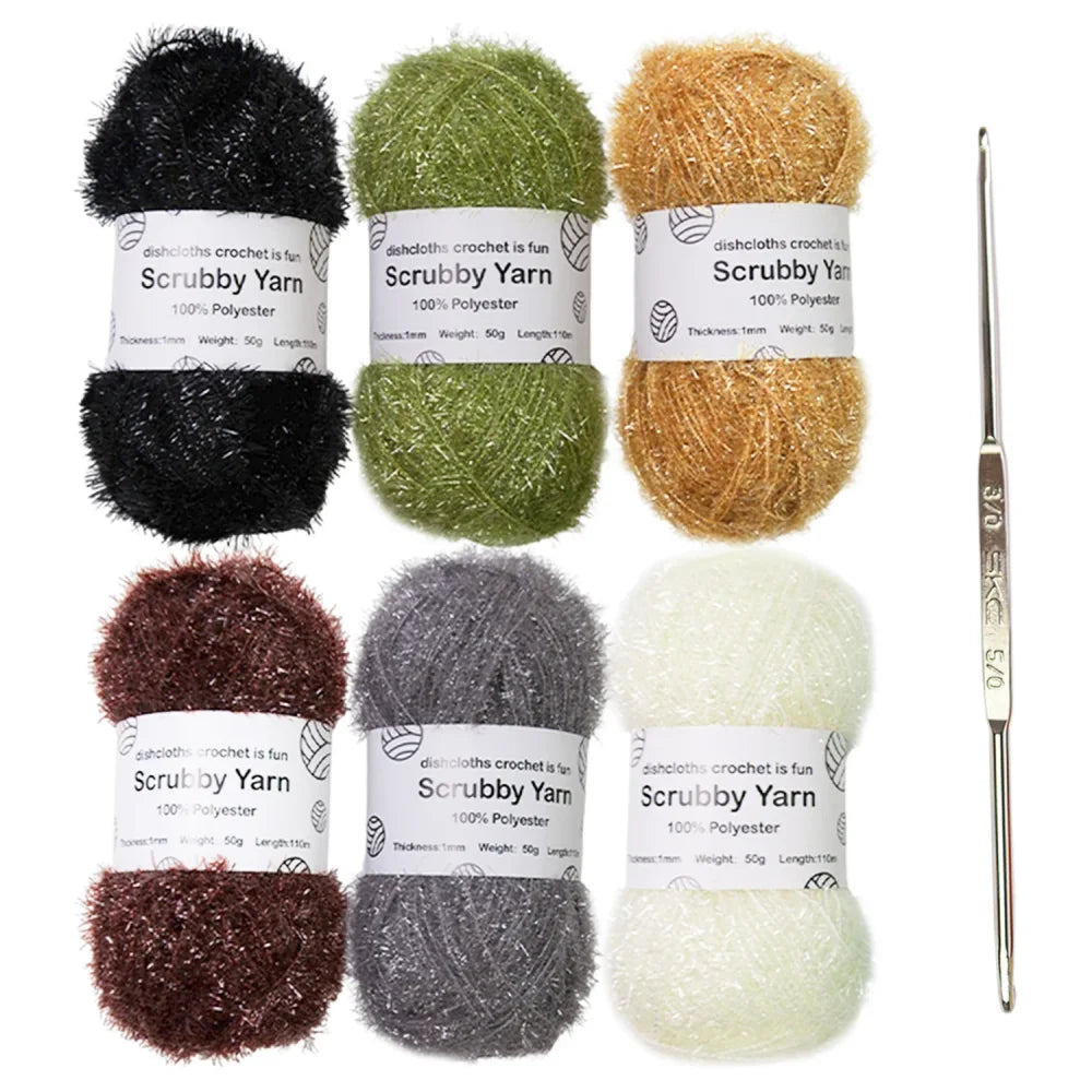 Scrubby Yarn for Scrubbies 6pcs Scrubbing Yarn Multi Colored Polyester for Dish Scrubber Crochet