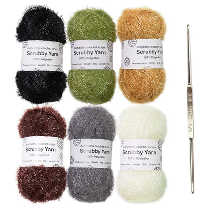 Scrubby Yarn for Scrubbies 6pcs Scrubbing Yarn Multi Colored Polyester for Dish Scrubber Crochet