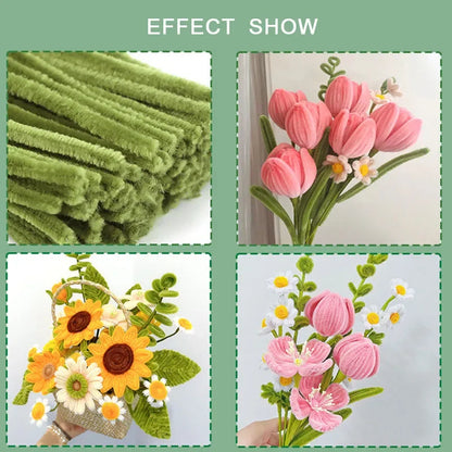 100pcs 30cm Chenille Stems Stick Cleaners Handmade Colorful Pipe