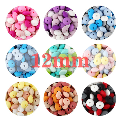 50/100pcs Silicone Lentil Beads 12mm Abacus Loose Focal Beads For Jewelry Making