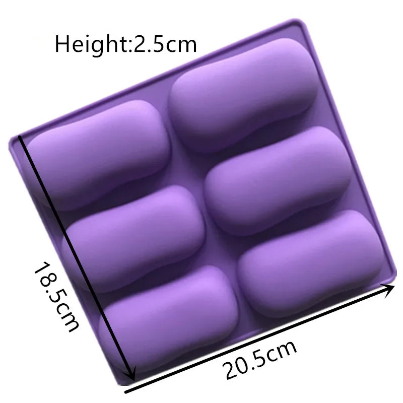 6 Hole Handmade Soap Making Mold Food Grade Silicone Resin Plaster Molds DIY Chocolate Baking Supplies