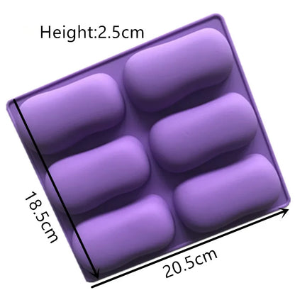 6 Hole Handmade Soap Making Mold Food Grade Silicone Resin Plaster Molds DIY Chocolate Baking Supplies