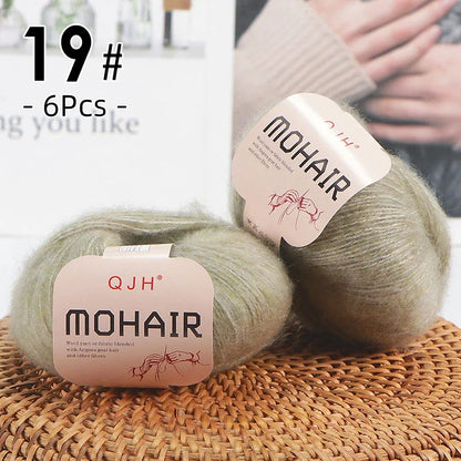 6pcs Soft Mohair Yarn Knitting Angora Yarn for DIY Knitting, Fluffy Lace for Sweater, Scarf, Shawl,25g/pcs