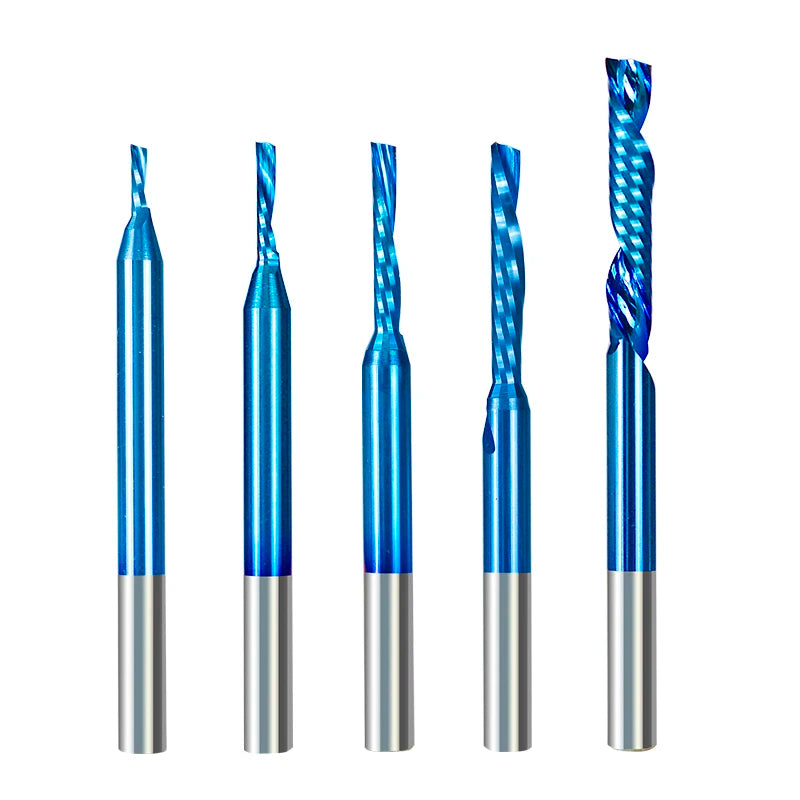 XCAN Single Flute Spiral Milling Cutter Set 1-3.175mm 10Pcs Shank CNC End for Wood MDF PVC
