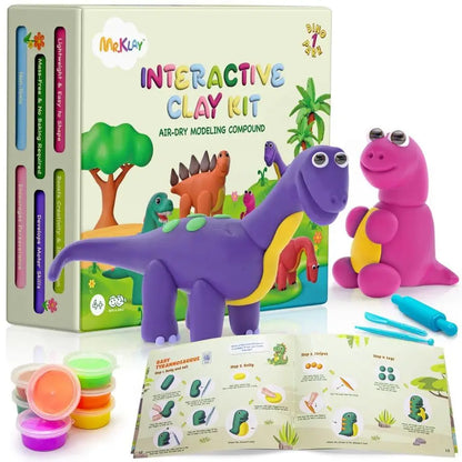 Dry Modeling Clay for Kids Dinosaurs DIY Modeling Kit with Tools Interactive Magic Molding Clay Creative Learning