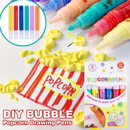 12Pcs Magic Popcorn Pens DIY 3D Puffy Bubble Art Drawing