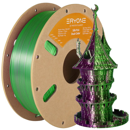 ERYONE PLA Silk Dual Color Premium Filament 3D Print, Diameter:1.75mm, Tolerance:+/-0.03mm,1KG/Spool