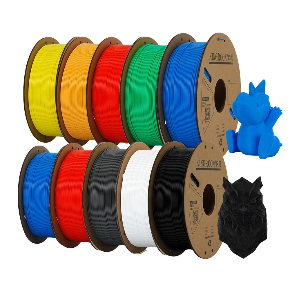 KINGROON PLA Filament 1.75mm 3D Printer 5/10Rolls Plastic Material 100% No Bubble for FDM 3D Printer MIX
