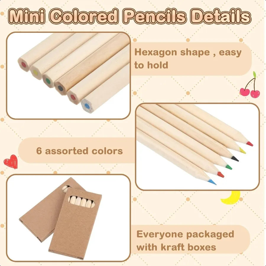 Ctosree 50 Packs Mini Colored Pencils Bulk 3.5 Inch in Kraft Boxes