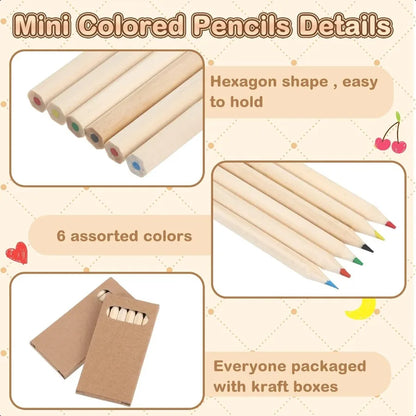 Ctosree 50 Packs Mini Colored Pencils Bulk 3.5 Inch in Kraft Boxes
