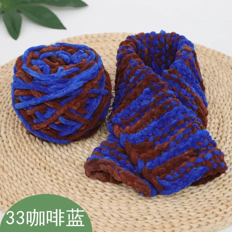 100g/ball Chenille Knitting Yarn Soft Ice Strip Line Cotton Yarn DIY Wool Yarn for Hand Knitting Scarf Thick Wool Wholesale