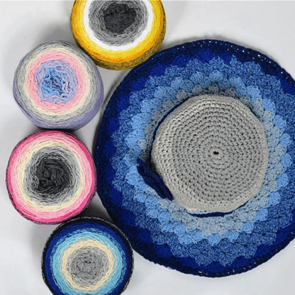 230g Rainbow Segment Dyed Gradient Color Cotton Yarn DIY Handmade Knitted Crochet Hat Bag Shawl Blanket Cape Bag
