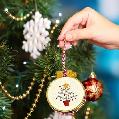 Christmas Embroidery Kits Handmade Stamped Colourful Needlepoint Kit Set Christmas Pendants Circles