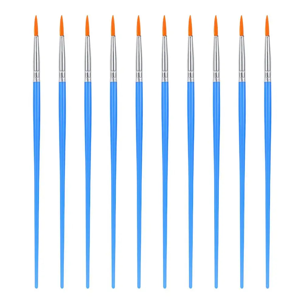 10Pcs/set Painting Brushes Art Round Flat Hair Nylon Hair Paint Brush
