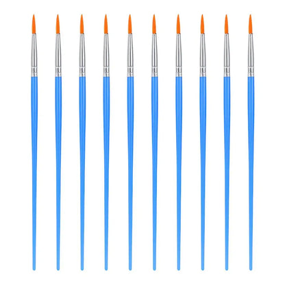 10Pcs/set Painting Brushes Art Round Flat Hair Nylon Hair Paint Brush