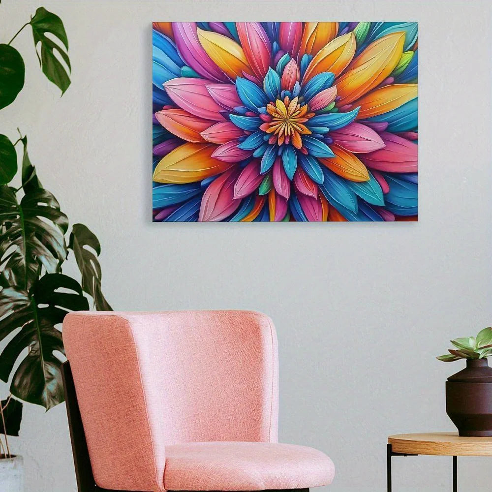 Oil Painting Digital Set Discoloring Flowers DIY Digital Acrylic Canvas Frameless Painting Set
