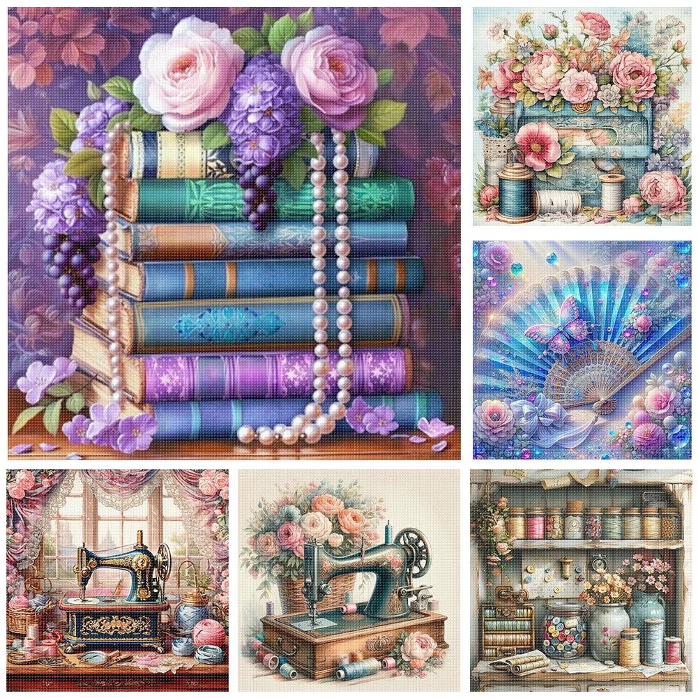 Full Embroidery Eco-cotton Thread 11CT Printed Flower Cross Stitch Kit Art