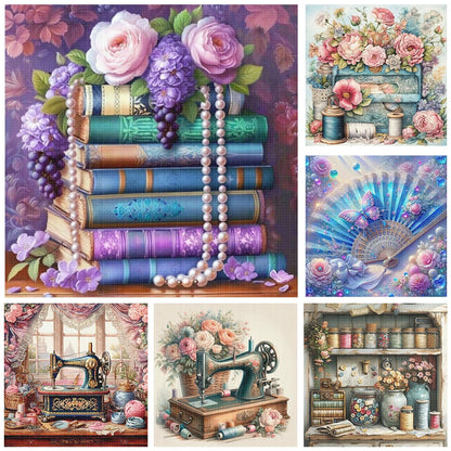 Full Embroidery Eco-cotton Thread 11CT Printed Flower Cross Stitch Kit Art