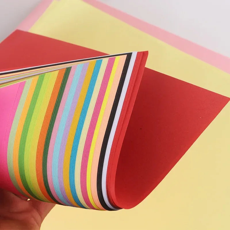100pcs A4 A5 Colorful Origami Paper Double Sides Solid Color Folding Paper Multicolor