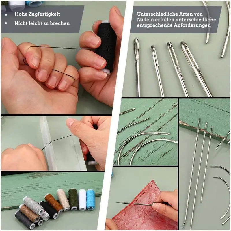 Heavy Duty Leather Sewing Tool Kit With Waxed Thread Sewing Awl