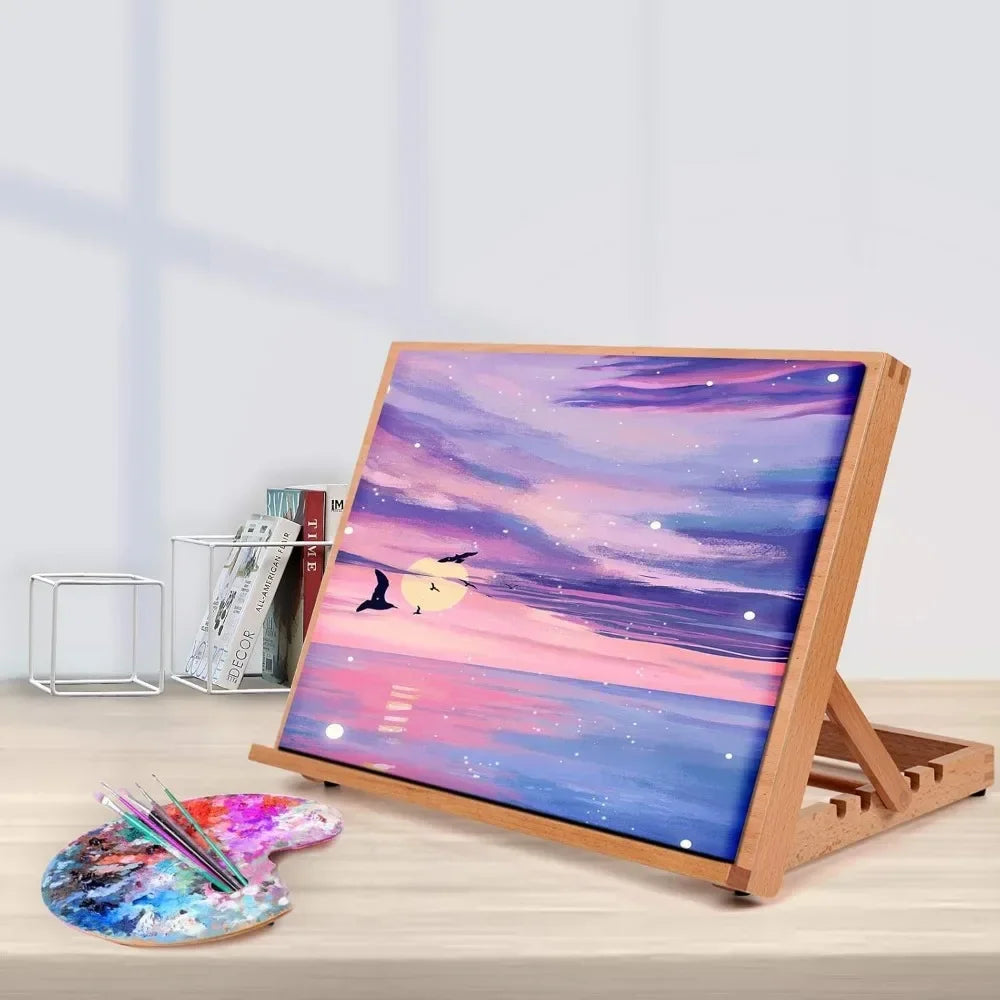 Wooden drawing table easel sketch board, 16 1/2 inches by 12 1/8 inches