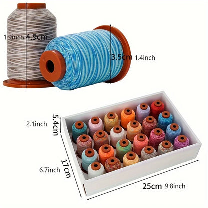 Rainbow Variegated Polyester Sewing Machine Thread Multi-Purpose 5000Y Each Spool 24 pcs