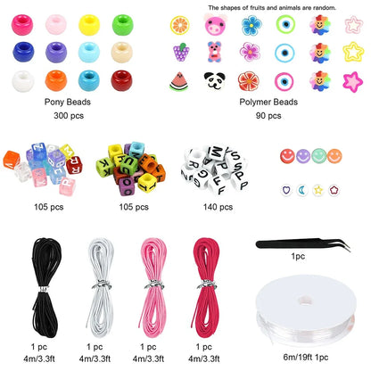 Bracelet Making Kit Pony Beads Fruit Flower Polymer Clay Beads Letter Beads