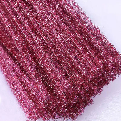 10/50/100 Glitter Chenille Stem Pipe Cleaner Plush Metal Foil Stem Wire Sticks DIY