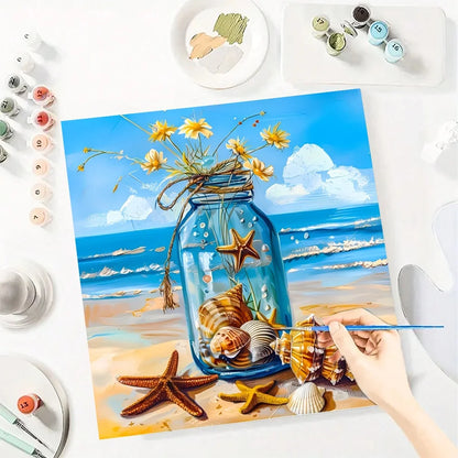Starfish DIY Art Paint By Numbers Kit Hand Painted On Canvas