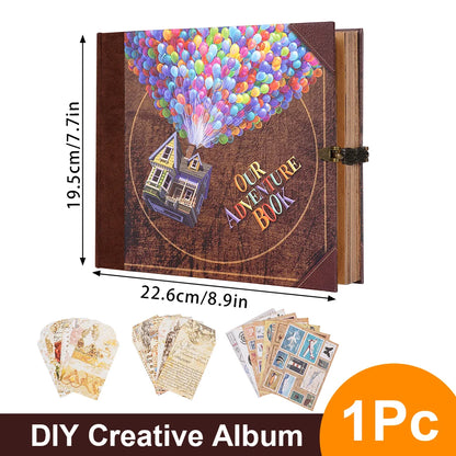 22*19.5cm 146 Page Retro Kraft Album DIY Handmade Scrapbook Balloon/text style