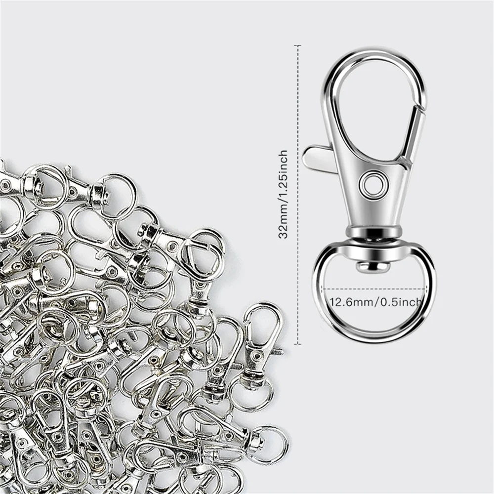 5/20/50/100Pcs Key Chain Clip Hooks Swivel Clasps Lanyard Snap Hook Lobster Claw Clasp for Keychain (32mm)