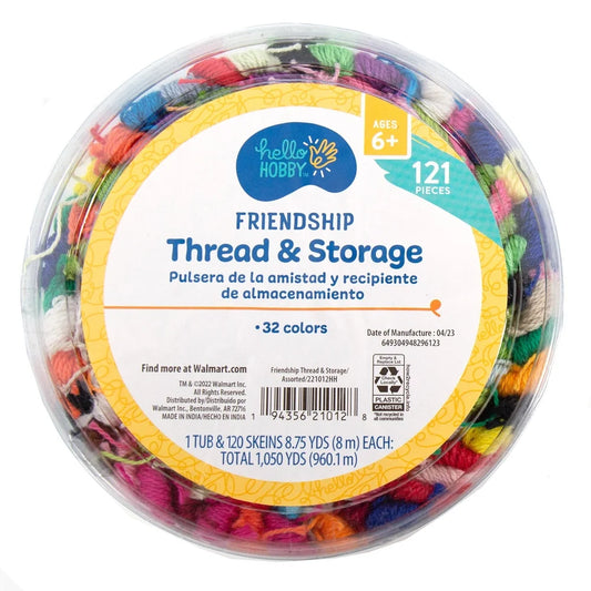 Multicolor Friendship Thread Kit 121 Pieces DIY Bracelet Making Storage Tub with Project Guide All Ages Fun Crafting