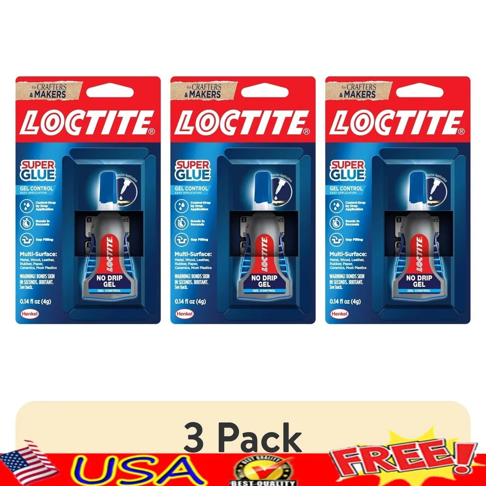 3 Pack Super Glue Gel Control Ethyl Cyanoacrylate No Drip Precision Adhesive Strong Hold Fast Drying