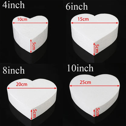 4/6/8/10 Inch Heart Shaped Polystyrene Styrofoam Sugar Craft Dummy Party DIY Practice Model Cake Foam Mold