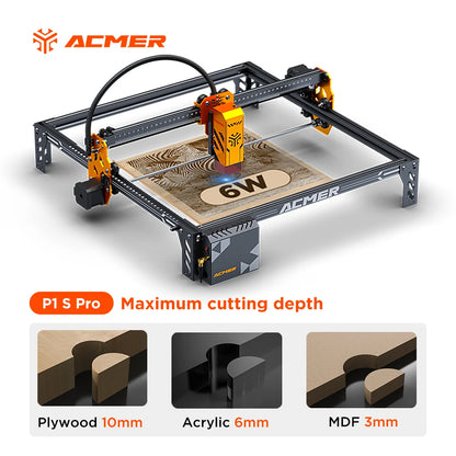 ACMER P1 S Pro 20W 10W 6W Laser Engraver Support WIFI Gyroscope Cutting Machine