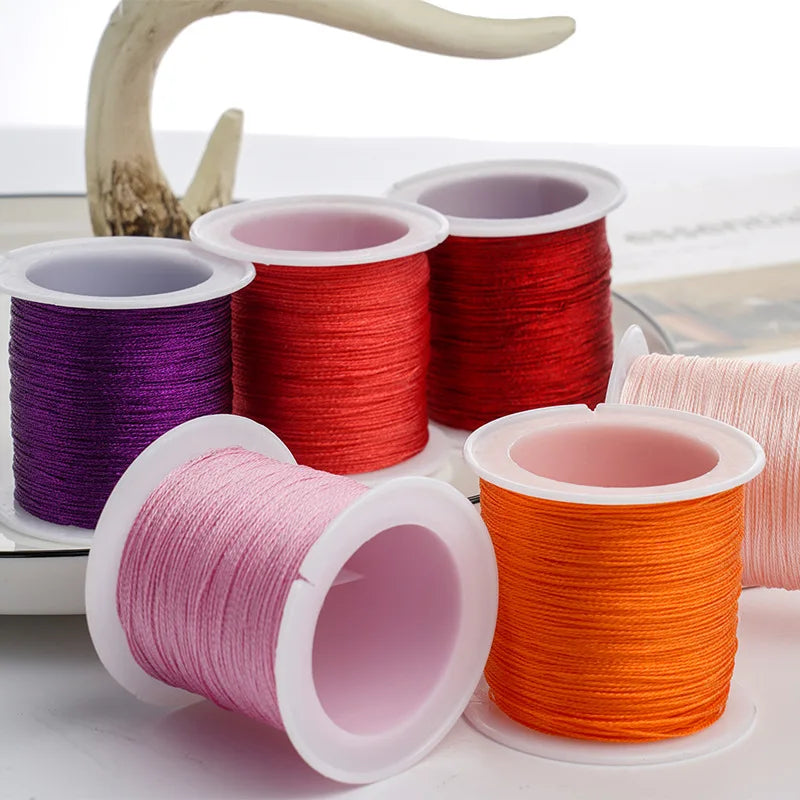 0.4mm 50m Crafts Nylon Cord Beading Braided Nylon Satin String