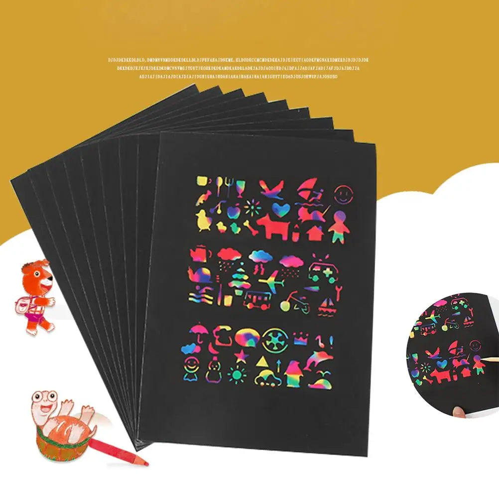 Colorful Scratch Sheet Paper Set Easy 5 Bamboo Lightweight Safe and Tasteless for DIY Painting