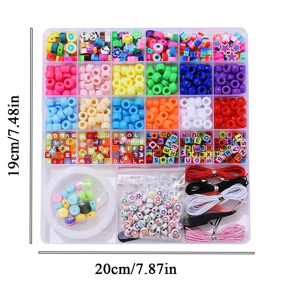 Bracelet Making Kit Pony Beads Fruit Flower Polymer Clay Beads Letter Beads