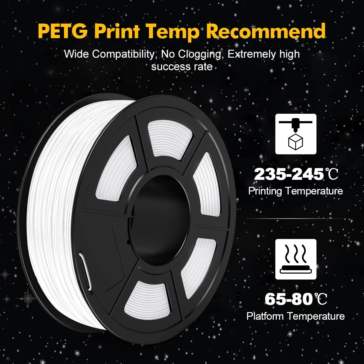 SUNLU PETG 3D Filament 1KG 3 Rolls 1.75mm +/-0.02MM 3D Printing Neatly Wound Vacuum Packing