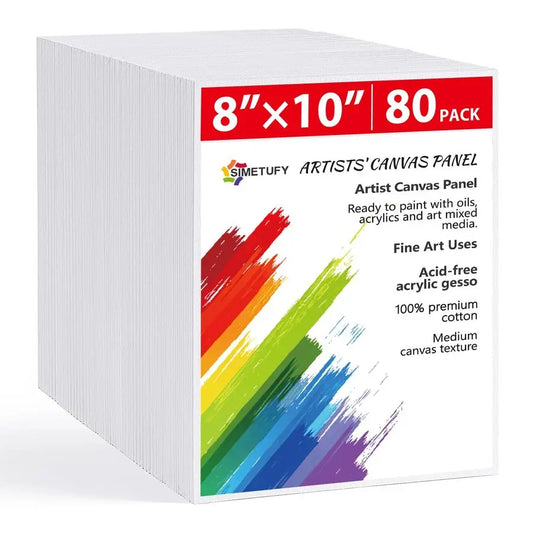 Canvas Boards for Painting, 8 x 10 Inch Blank Panels, 100 Cotton for Acrylic amp Oil Paints 80 Pack