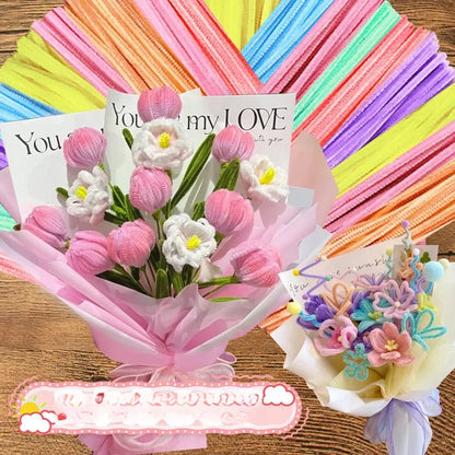 Creative Wires Chenille Wire Pipe Cleaners Flower Headband Diy Colorful DIY Plush Stem Wired Twist Stick