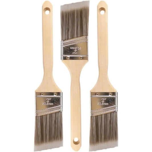 Paint Brush Set - 3-Pack - 2" Angle Brushes for All Latex and Oil Paints & Stains