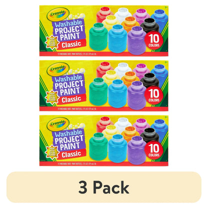 (3 pack) Crayola Washable Kids Paint Set, 10 Ct