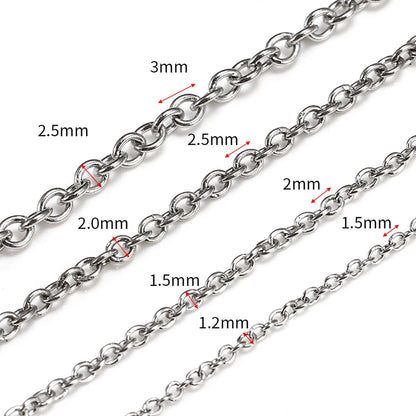 10Meters/roll Stainless Steel O Shape Link Cable Chains Round Cross Chain for Bracelet Necklace Jewelry Making DIY Silver Color