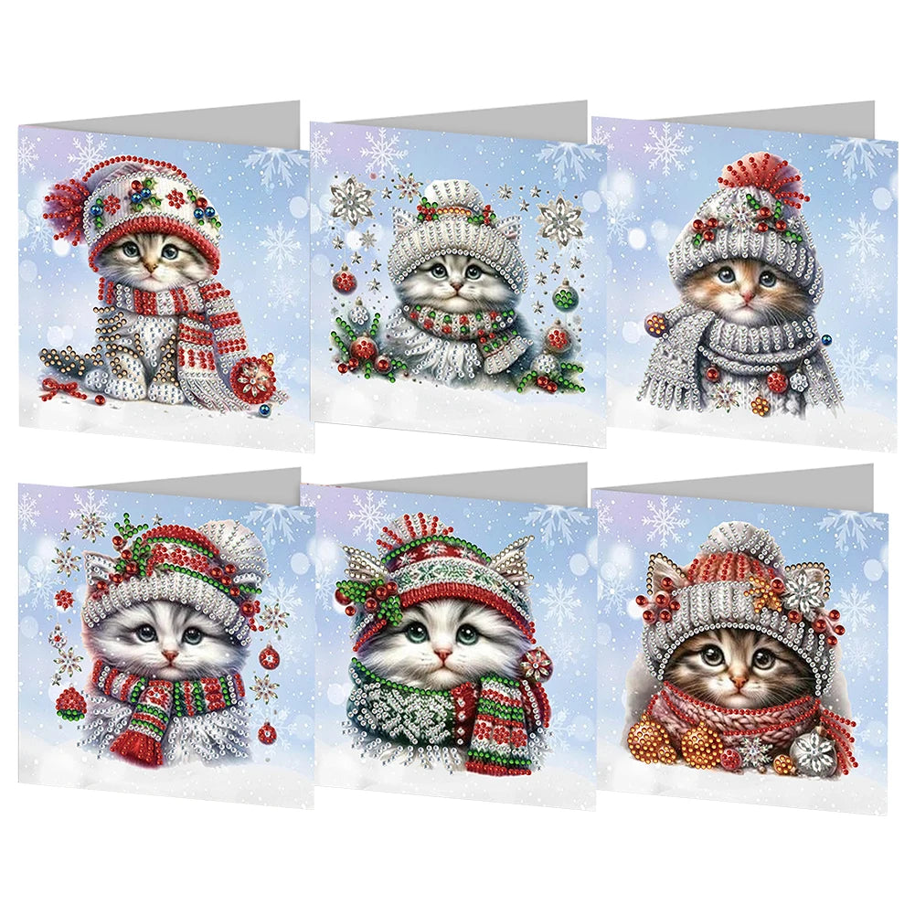 4/6/8/12PCS Diamond Painting Greeting Cards DIY 5D Christmas Collections Festival Cards