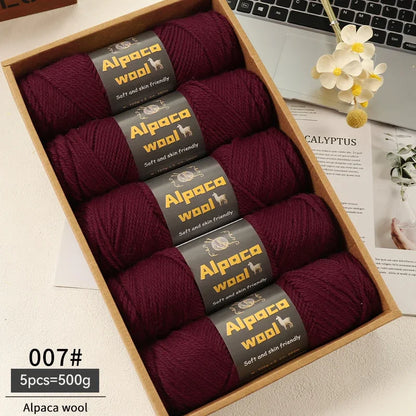 Alpaca Wool Yarn 500g DIY Knitting Kit 245 Stick Needle Thick Warm Yarn