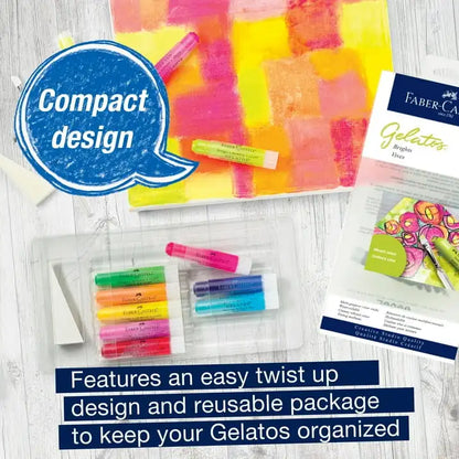 Faber-Castell Gelatos Brights:12 Watercolor Gel Crayons, Pigment Paint Sticks
