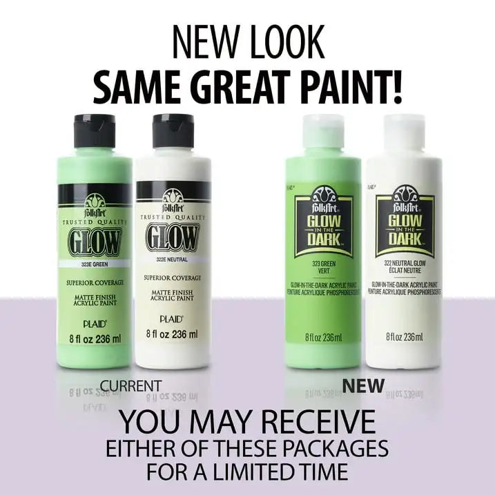 FolkArt Glow-in-the-Dark Acrylic Craft Paint, Matte, Green, 8 fl oz