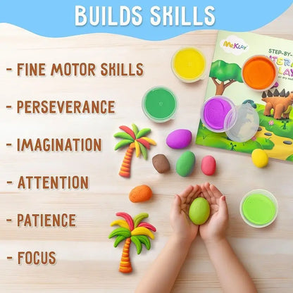 Dry Modeling Clay for Kids Dinosaurs DIY Modeling Kit with Tools Interactive Magic Molding Clay Creative Learning